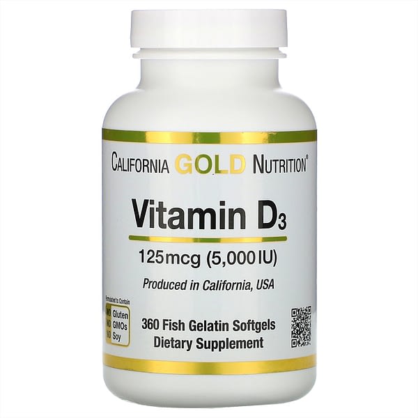 California Gold Nutrition Vitamin D3 5000IU (360 капсул/360serv)