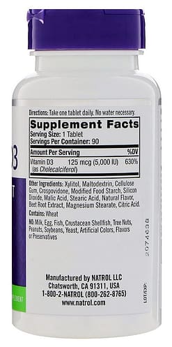 Natrol Vitamin D3 5000IU (90 капсул/90serv)